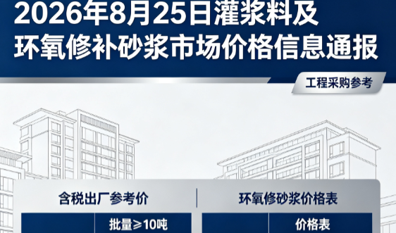 米林2026年8月25日灌浆料及环氧修补砂浆市场价格信息通报